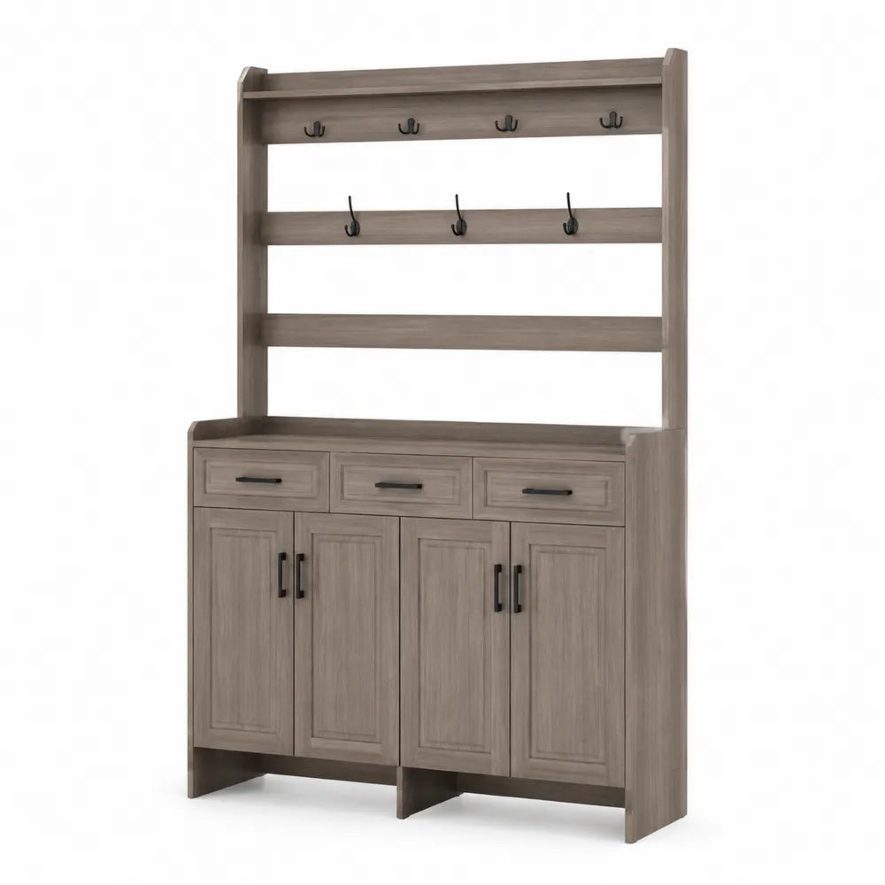 Garderobenständer Holz Braun mit Haken und Schubladen 200x140x40 cm