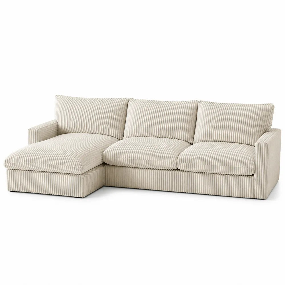 Ecksofa Beige Cordstoff 280x160 cm