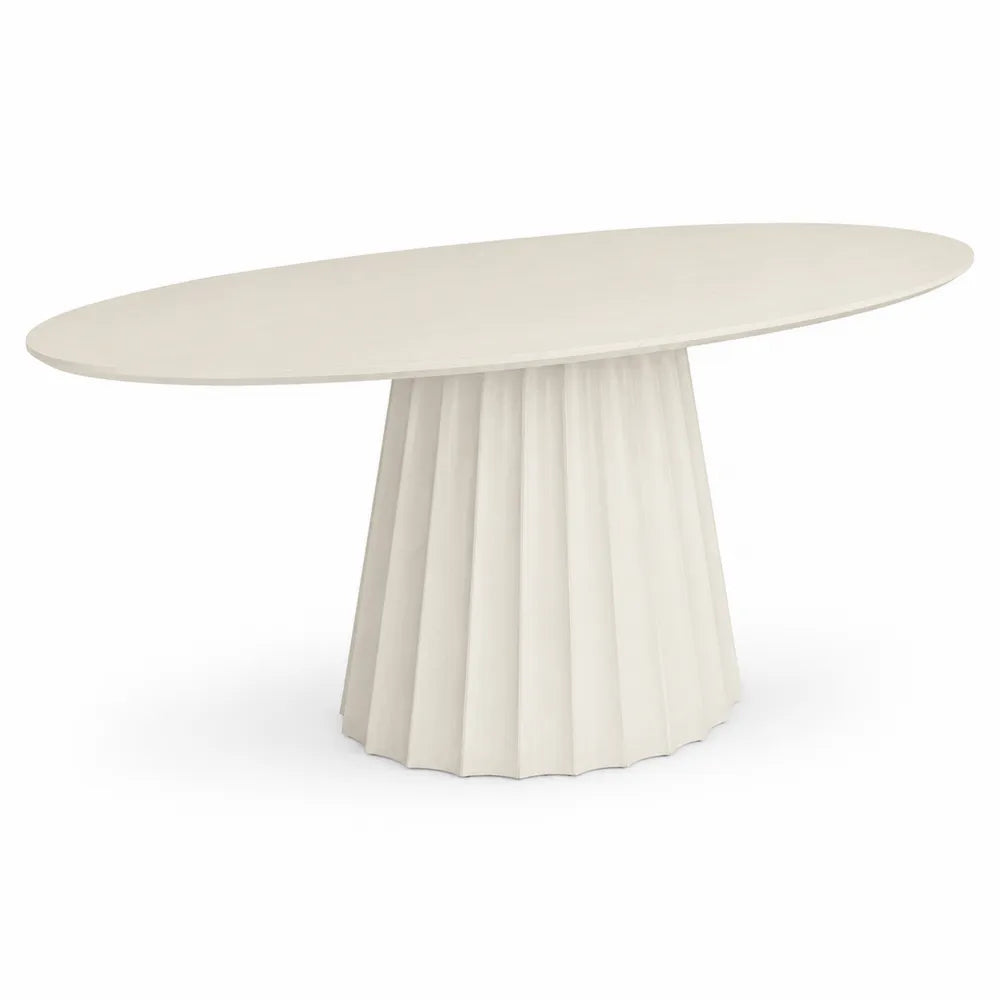 Ovaler Esstisch Holz Creme 180x90x75cm
