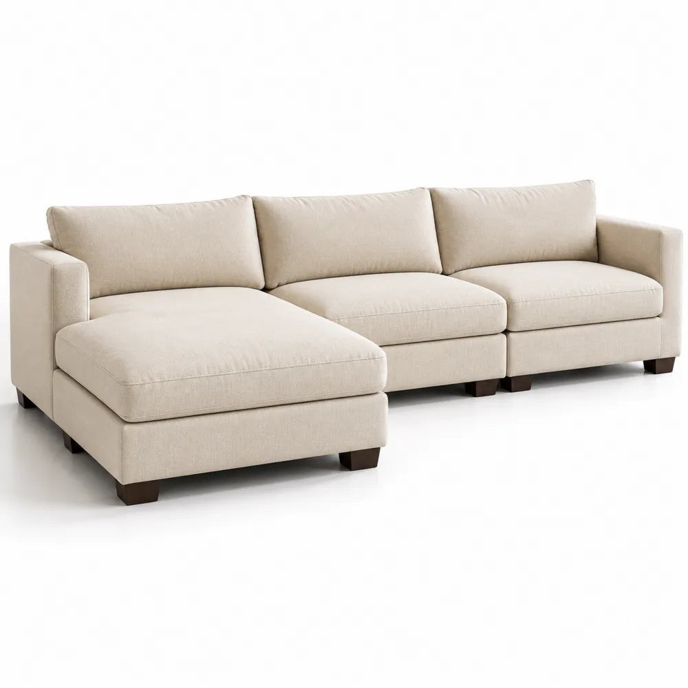 Modulares Ecksofa mit Polyesterbezug Beige 300x150x90cm