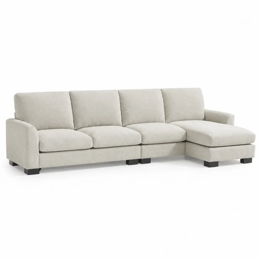 Ecksofa aus Stoff mit Ottomane Beige