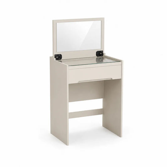 Schminktisch aus Spanplatte und Glas Beige 76x60x40 cm