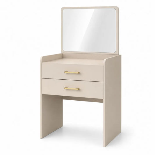 Schminktisch aus Holz mit Spiegel und Schubladen Beige
