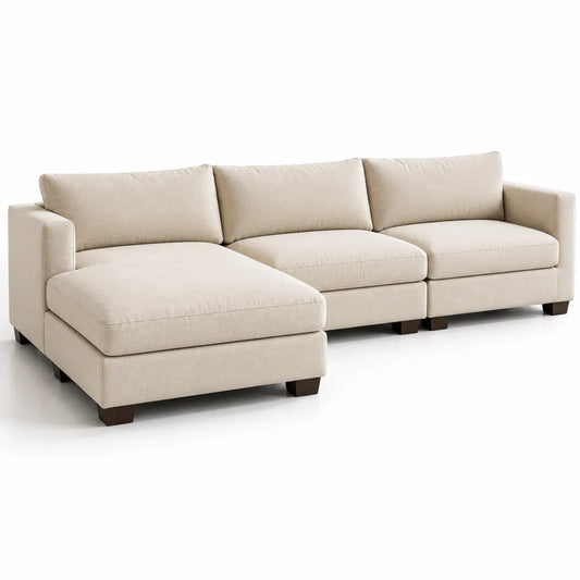 Modulares Ecksofa mit Polyesterbezug Beige 300x150x90cm