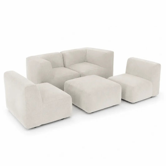 Modulares Sofa-Set 5-teilig Beige Stoff